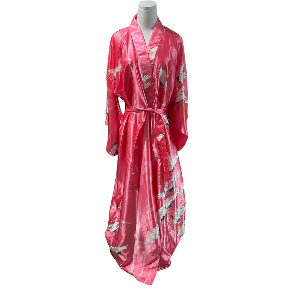 Juquemm Crane Pink‎ Silk Kimono